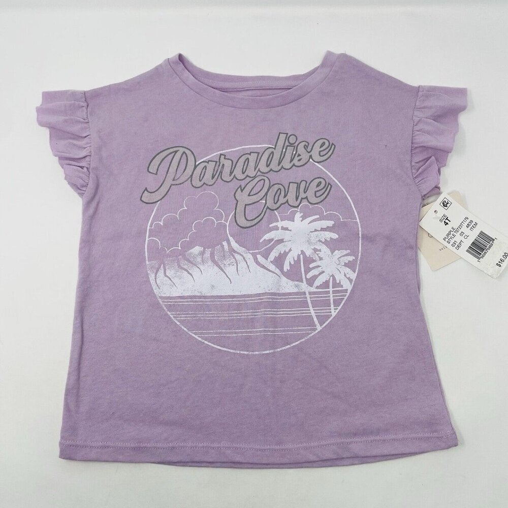 Grayson Mini Toddler Girls Size 4T Paradise Cove Graphic Ruffle Top Purple 1763